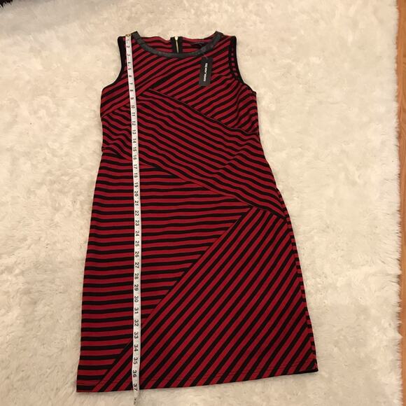 Spense sleeveless contrasting striped dress with faux leather trim size 8 - Picture 3 of 6
